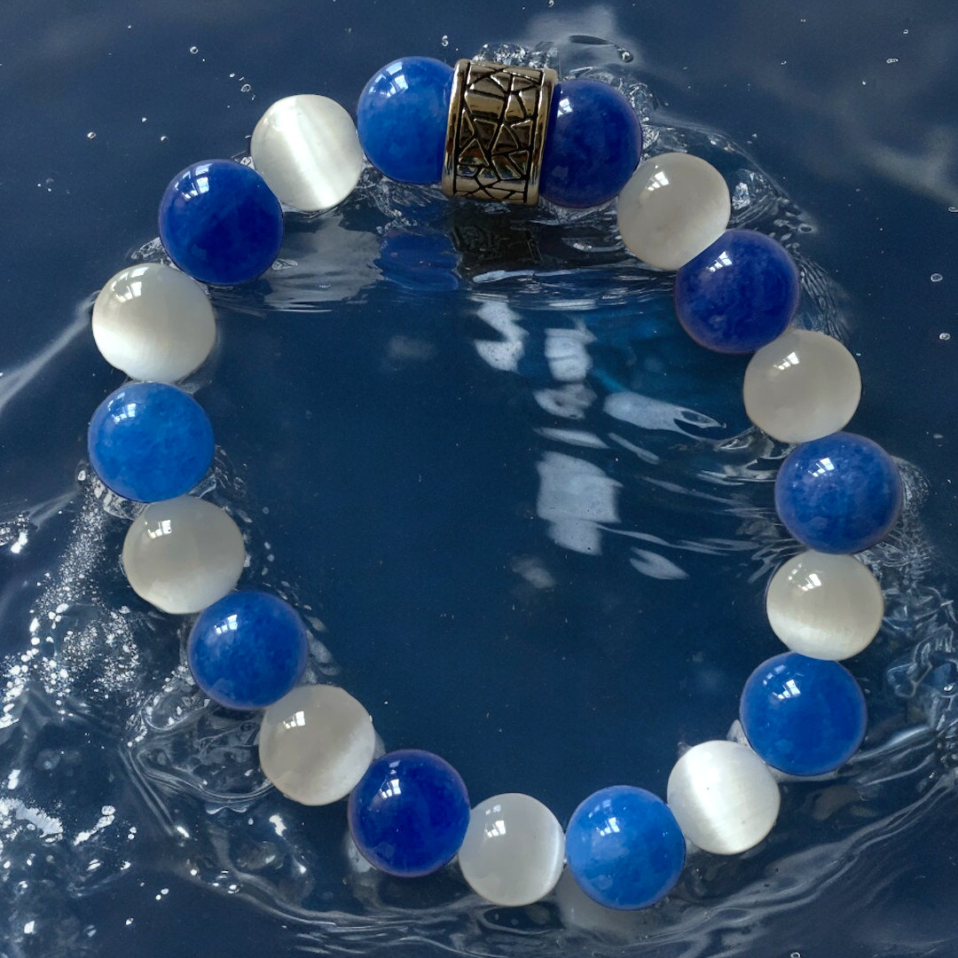 “Crystal Blue Waters ” Beaded Bracelet X-Small (6-6.5 inch) / Transparent/Clear Bracelet The Aaron Anthony Collection