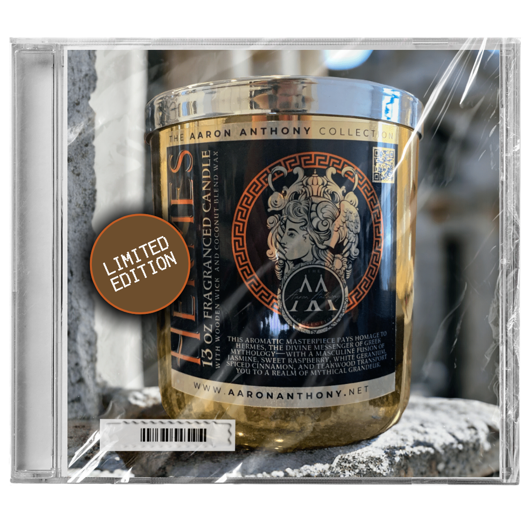 "Hermes" 8oz Candle With Wooden Wick Candle (8oz) The Aaron Anthony Collection