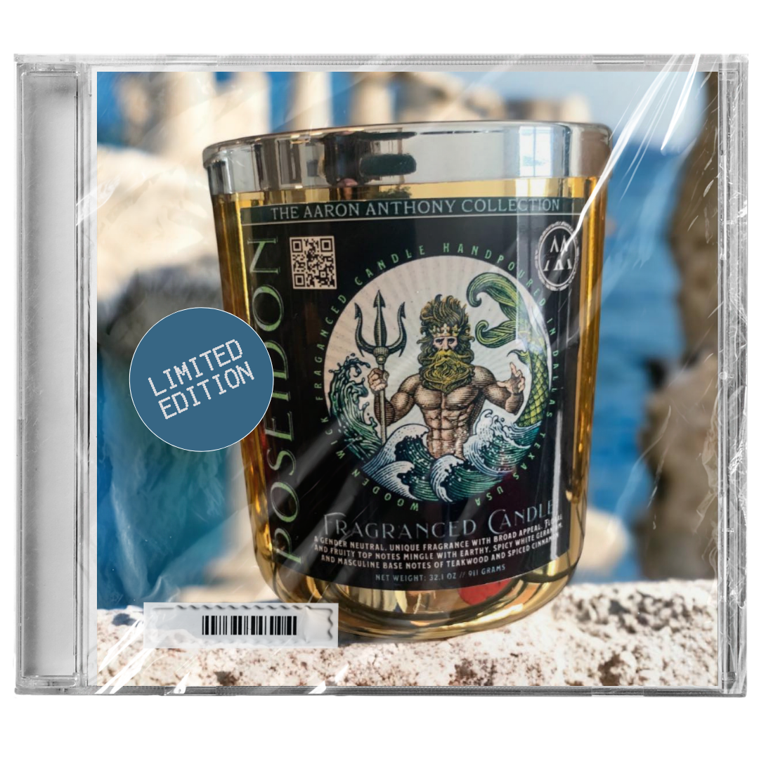 "Poseidon" 13oz Candle With Wooden Wick Candle (13oz) The Aaron Anthony Collection