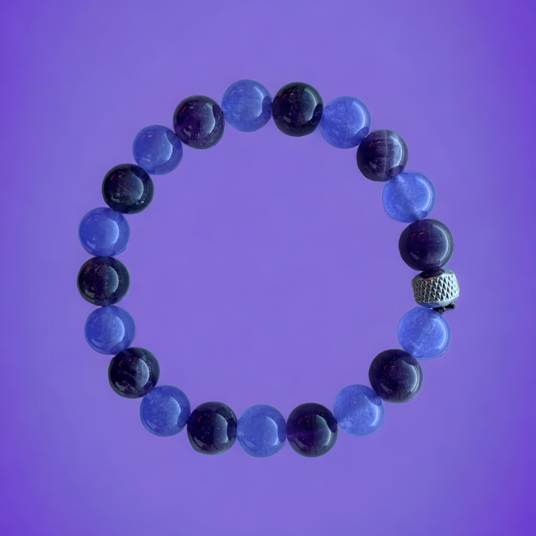 “Purple Night” Beaded Bracelet X-Small (6-6.5 inch) / Transparent/Clear Bracelet The Aaron Anthony Collection